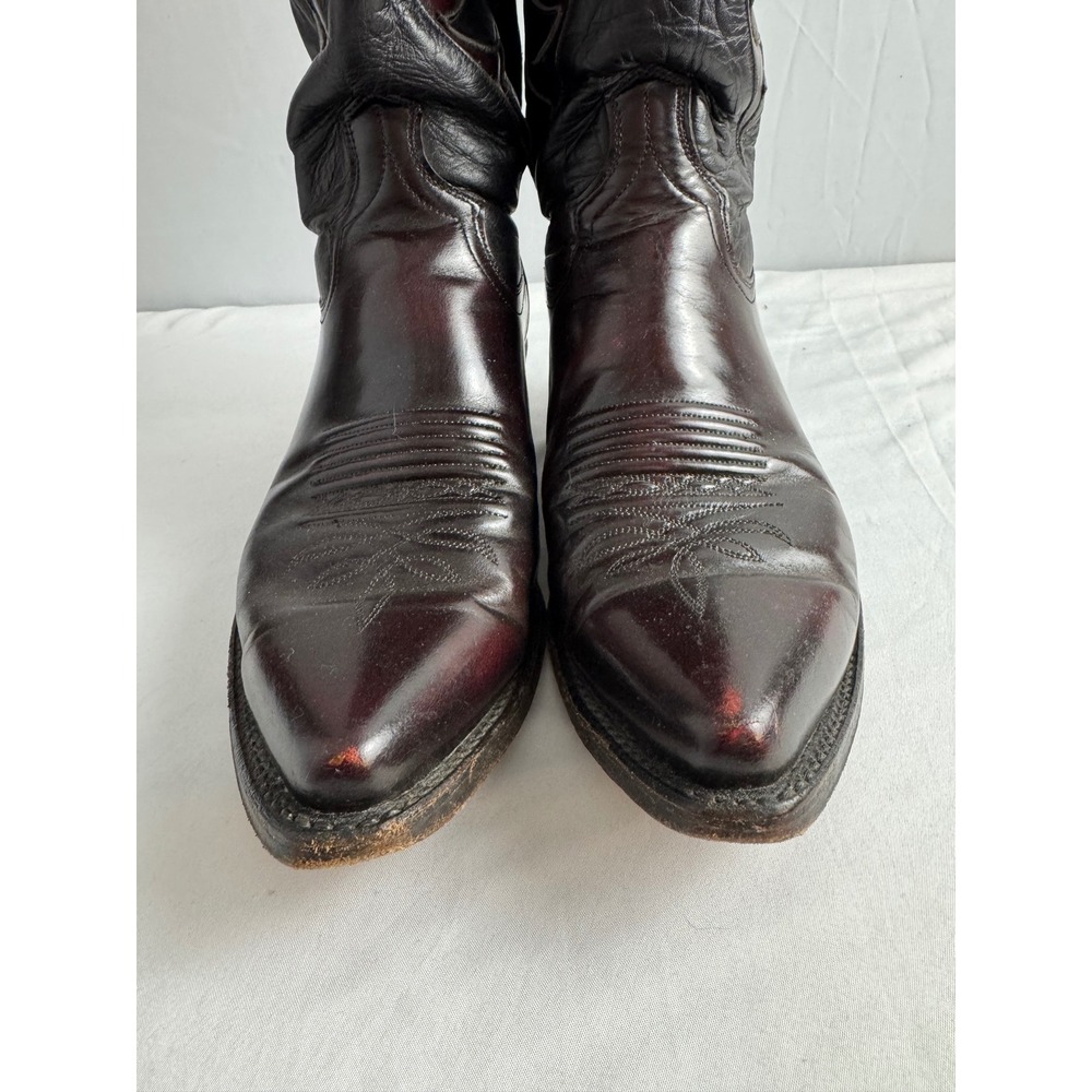 Dan Post Leather Cowboy Boots Mens 9D Dark Cherry Western Riding Boots